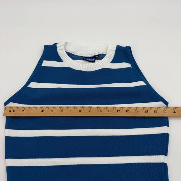 ELHOFFER Nautical Crop Fitted Knit Tank Size 2X US L Crew Neck Sailor Stripe USA - Picture 5 of 8